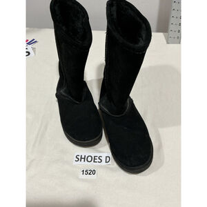 Womans Black Suede Fur Lined Tally Size 8 Pull On Midcalf Boots